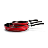 Juego de Sartenes Tradicional Rojo de 20-24-30 cm con antiadherente